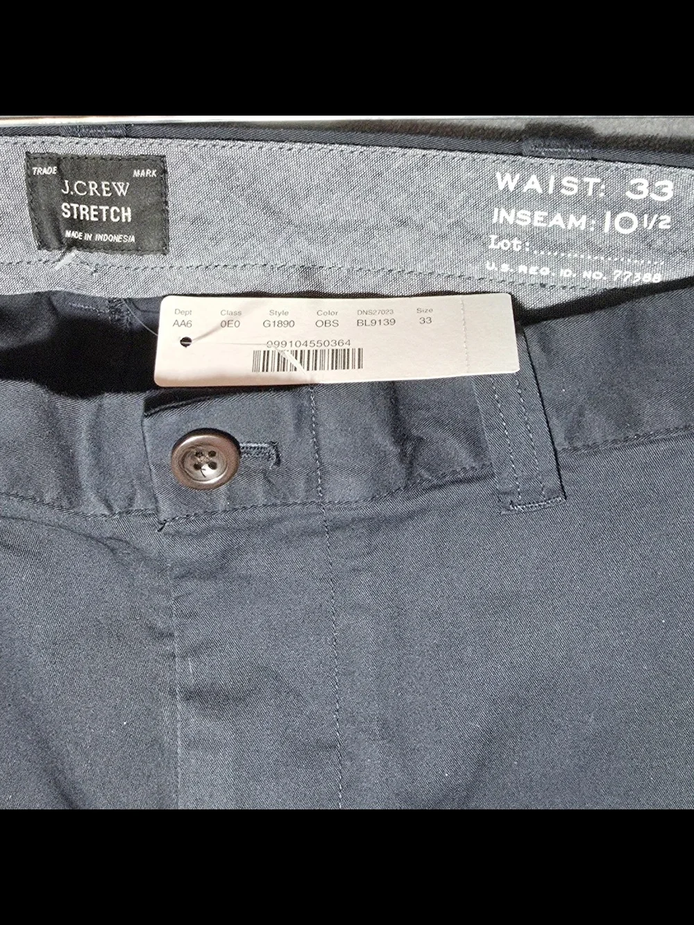 J. Crew Men’s Dark Navy Flat Front Chino Shorts